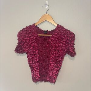 MAGIC SCARF Fits Everybody Maroon Burgundy Popcorn Shirt‎ Y2K One Size Fits All